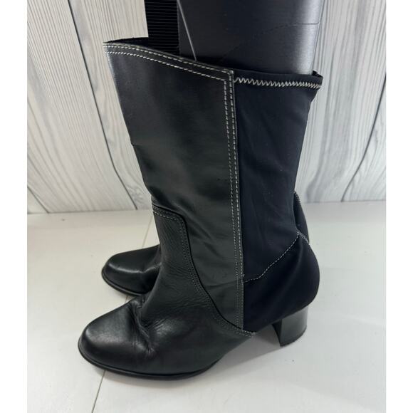 Y2K Black Bootie Galleria Size 10 Wide Stretch Panel - Picture 6 of 11